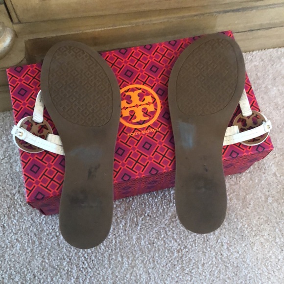 Tory Burch Mini Miller Sandals Flip Flops White Leather - Picture 2 of 3